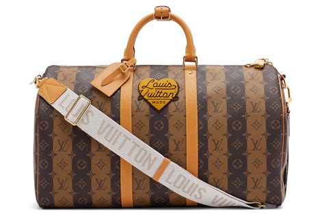 louis vuitton keepall bandouliere x nigo 50 monogram stripes brown|Louis Vuitton Virgil Abloh NIGO Brown Monogram Stripes Coated .